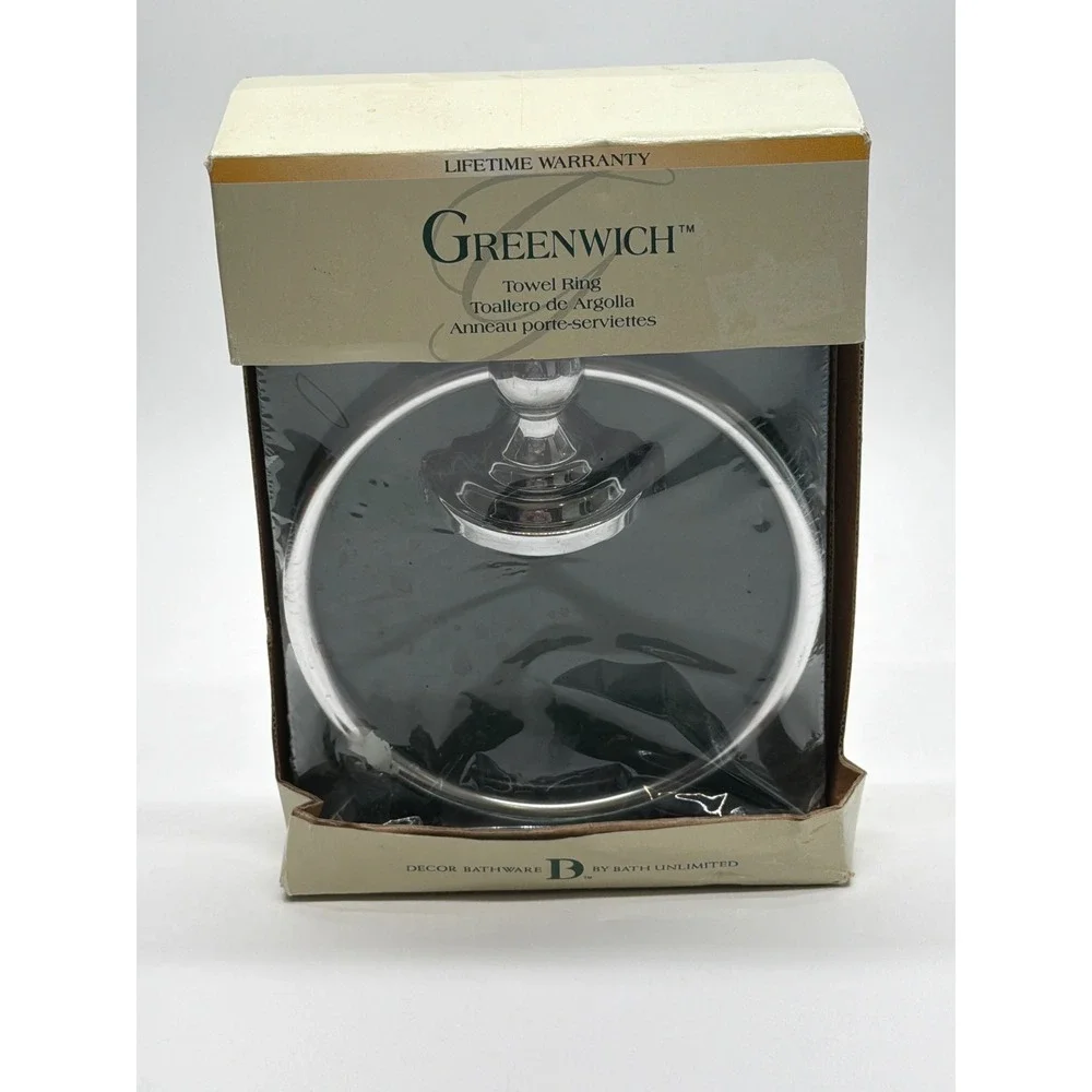 Bath Unlimited Greenwich Chrome Towel Ring Wall Mount Round 74522C New
